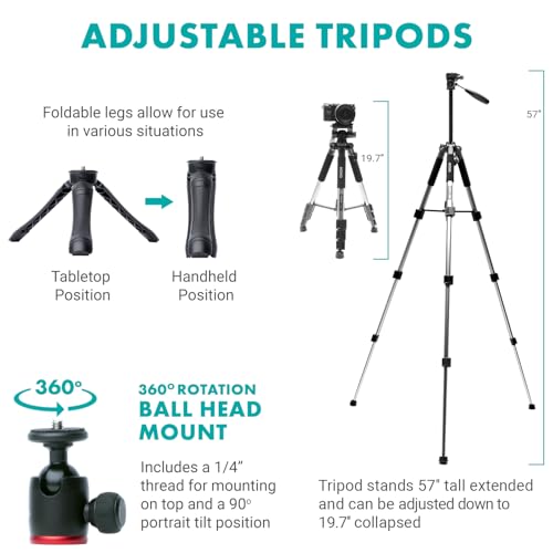 Movo iVlogger-PRO Vlogging Kit with Full Tripod for iPhone/Android - USB-C/Lightning YouTube Starter Kit for Content Creators - Accessories: Phone Tripod, Phone Mount, RGB Light and VXR10 Shotgun Mic