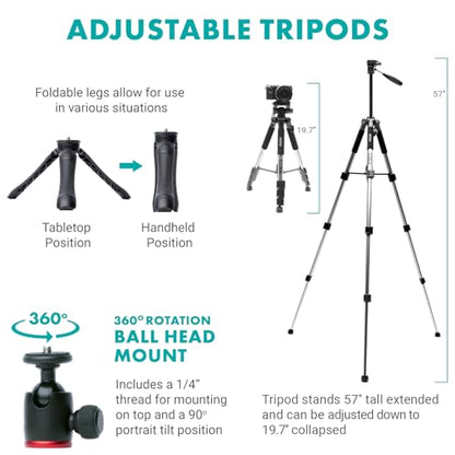 Movo iVlogger-PRO Vlogging Kit with Full Tripod for iPhone/Android - USB-C/Lightning YouTube Starter Kit for Content Creators - Accessories: Phone Tripod, Phone Mount, RGB Light and VXR10 Shotgun Mic
