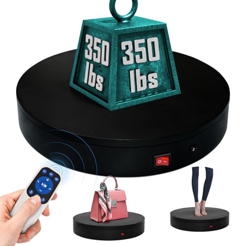 12.6Inch/350lbs Capacity Electric Motorized Turntable,Remote Rotating Display Stand ,Large Rotating Platform,Photography Turntable,Heavy Duty Display Turntables for Photography,3D Scanner,Exhibition - size: 12.6inch/Black/350Lbs Load