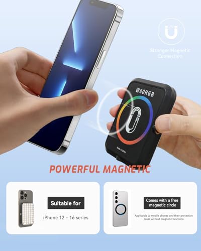 Portable Selfie Light for iPhone: Rechargeable Phone Fill Lights, Ring Light for Camera Picture, Makeup Photo, Video Conferences, Laptop Use, Zoom Meetings, TikTok, Vlog Photography Magnetic RGB - color: Colorful