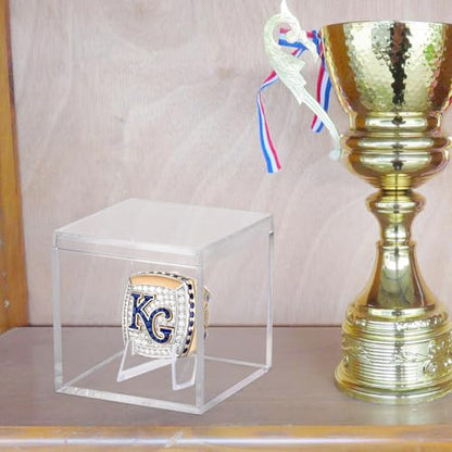 Championship Ring Display Case Clear Acrylic Ring Case Display Box for Sports Baseball Basketball Softball Football Single Ring Holder Coin Stand, 2.16 Inch - size: 1 Pack