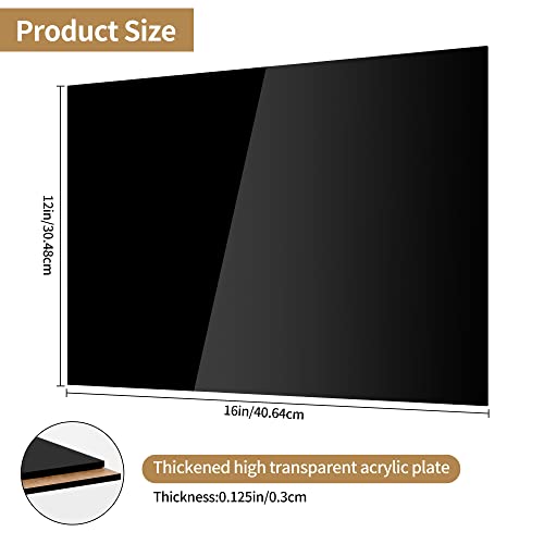 Lesnlok 12 x 16 Black Acrylic Sheet 1/8 inch Thick 3mm 2 Pieces Black Plexiglass Sheet, DIY Materials for Home Decor, Handcraft, Painting, Photography,Switch Panel, Display Stand… - size: 12 x 16 x 1/8