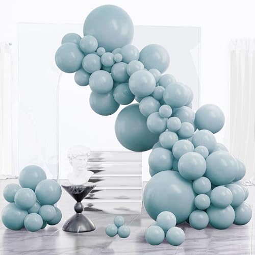 PartyWoo Dusty Blue Balloons 85pcs Different Sizes of 18 12 10 5 Inch Light Blue Aqua Boho Balloon Arch Kit Garland for Graduation Baby Shower Gender Reveal Birthday Party Decorations Blue-F28 - color: Blue-f28