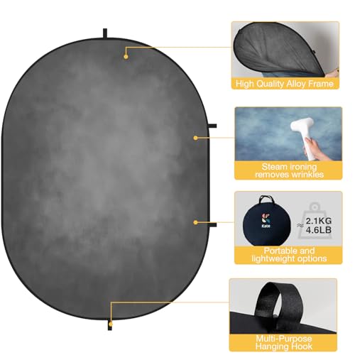 Kate 5x6.5ft(1.5x2m) Collapsible Backdrop Blue Grey Pop up Backgrounds Folding Photography Backdrops Photoshoot Prop