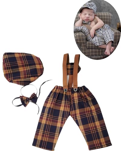 Newborn Baby Boy Suspender Pants Photo Outfits Gentleman Photography Outfit Girl - color: Color4
