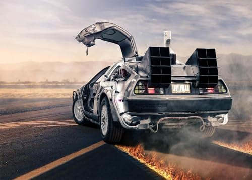 7x5FT Backdrop Time Machine Car Retro Design Burning Time Runway Backdrop for Back to Future Themed Party Decorations Photoshoot Photo Booth Props Vinyl - color: car, size: 7x5FT