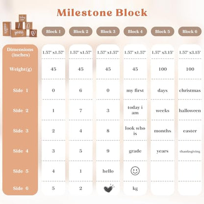 Monthly Baby Milestone Blocks Set of 6 Baby Age Blocks for Monthly Milestone Baby Age Milestone Signs Wooden Baby Photo Props Set Perfect for Baby Shower and Keepsake (Gift Set 6 PCS) - color: wood color 6pcs
