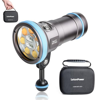 Shark CX 8000 Lumen Dive Light, 120m Waterproof Underwater Video Light 98 CRI with 120 Degree Wide Beam Angle Scuba Flashlight for Underwater Professional Dive Photography Fill Light - size: Shark CX