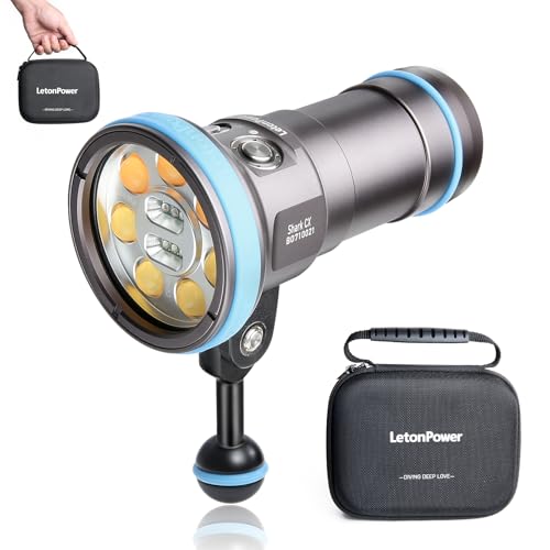 Shark CX 8000 Lumen Dive Light, 120m Waterproof Underwater Video Light 98 CRI with 120 Degree Wide Beam Angle Scuba Flashlight for Underwater Professional Dive Photography Fill Light - size: Shark CX