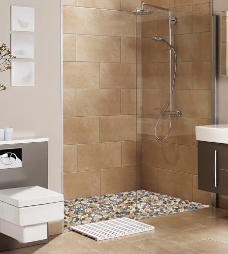Parrotile Yosemite Matte Pebble Stone Tiles for Shower Floor Bathroom Mosaic Tile Extremely Non Slip [5 Sheets] - color: Matte Yosemite