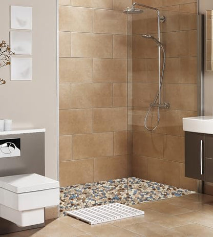 Parrotile Yosemite Matte Pebble Stone Tiles for Shower Floor Bathroom Mosaic Tile Extremely Non Slip [5 Sheets] - color: Matte Yosemite