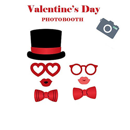 Valentines Day Photo Booth Props 35 PCS, DIY Funny Disguise Props Valentines Day Decorations with Love Banner - Valentines Party Supplies Wedding Photo Props