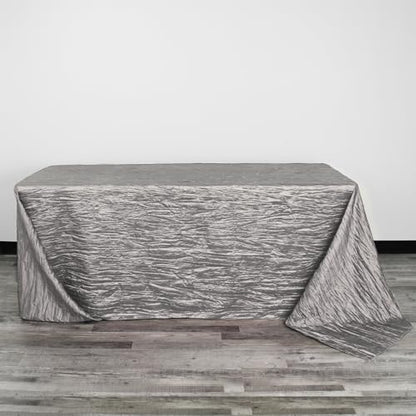 YOUR CHAIR COVERS - 90 x 132 Inch - 6 ft Dark Silver/Platinum Rectangular Crinkle Taffeta Tablecloth – Elegant Table Linen for Banquet Tables, Weddings & Events - color: Dark Silver, size: 132" x 90" (Rectangular)
