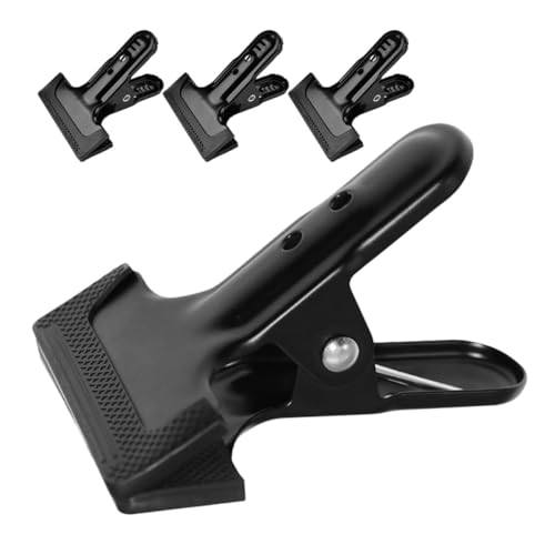 VALICLUD 4pcs Heavy Duty Backdrop Clips Metal Background Cloth Clamps for Photography Studio Backdrop Fixing, Powerful Spring Clamp Tool in Black for Photo Shoot Equipment