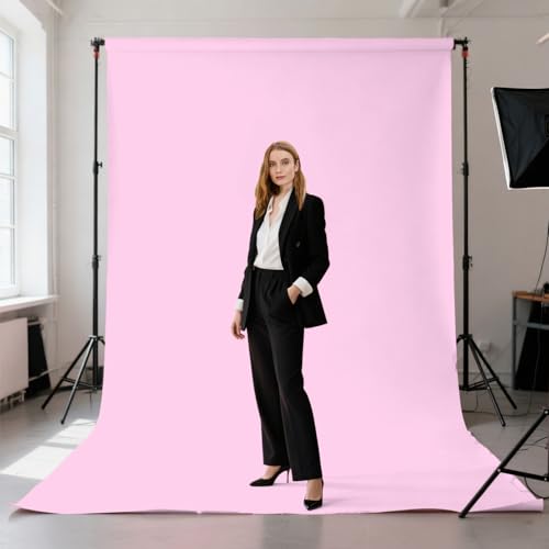 6X9FT High Density Fabric Pink Backdrop Portrait Photo Booth Washable Background Screen Video Recording Parties Curtains - color: Pink, size: 6X9ft