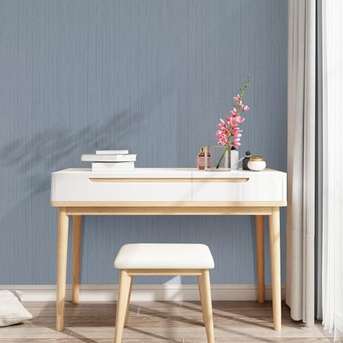 Grasscloth Peel and Stick Wallpaper Grey Blue 15.74" x 472.44" Modern Textured Self-Adhesive Contact Paper Boho Removable Vinyl Wall Paper for Bathroom Bedroom Kitchen Cabinets Desk - color: Grey Blue, size: 15.7" x 472.4"