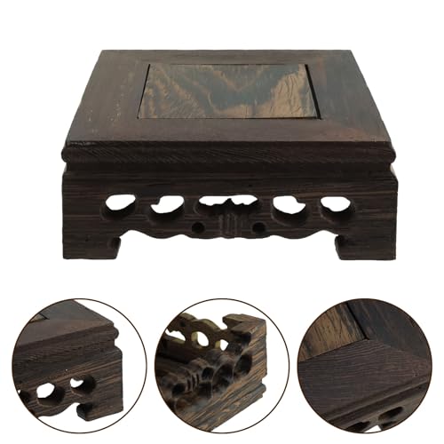 Traditional Craft Wooden Base Wood Display Stand Oriental Square Shape Pedestal 4" x 4" - color: N-4"