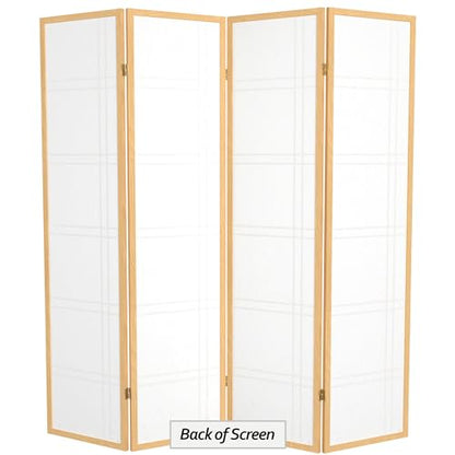 Red Lantern 6 ft. Tall Double Cross Shoji Screen - Natural - 4 Panels - color: Natural, size: 4 Panel