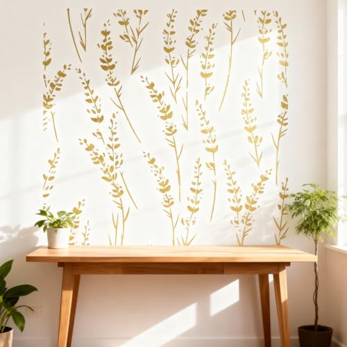 TIAMECH A4 Reusable Grass Stencil for Painting - Thin Grass Leaves Layering Template, DIY Wall Art, Wood Furniture, Scrapbook & Crafts (8.3x11.7inch) - style: Thin Grass