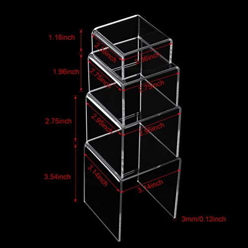 Chuangdi 20 Pcs Acrylic Display Risers, Clear Product Stand, Jewelry Display Riser Shelf Showcase Fixtures for Figure Dessert Cupcake Candy Action Showcase(Medium Set) - color: Clear, size: Medium Set