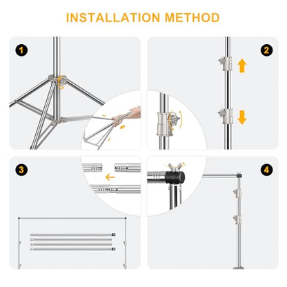9.2 x 10 Ft Stainless Steel Backdrop Stand Heavy Duty, MSKIRA Adjustable Backdrop Stand Background Support System Kit for Photography, Parties, or Weddings with Clamps, Carry Bag - size: 9.2 x 10 Ft