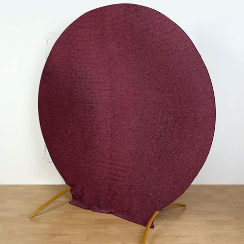 Efavormart Shiny Burgundy 7.5ft Metallic Spandex Round Arch Cover, Double Sided Fitted Backdrop Sleeve for Romantic Wedding, Anniversary & Events - color: Burgundy, size: Round