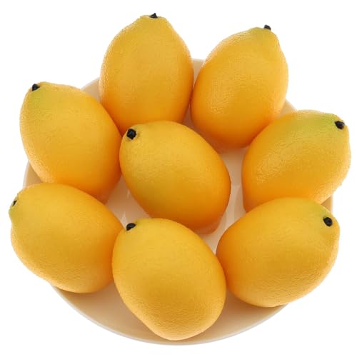 Gresorth 8pcs Artificial Lifelike Simulation Yellow Lemon Fake Fruit Model Decoration Home Kitchen Cabinet - color: Yellow Lemon