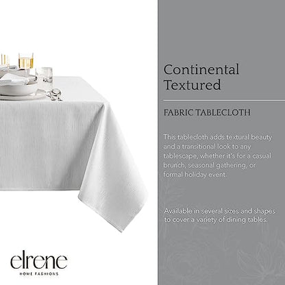 Elrene Home Fashions Continental Solid Texture Water, Stain & Wrinkle Resistant Tablecloth, 52"X52" Square, White - color: White, size: 52" x 52" (Square)