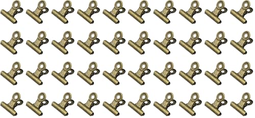 20 Pieces Metal Bulldog Binder Clips, 1.2 Inch Hinge Paper Clips Clamps for Food Bags, Pictures Photos, Art Crafts, Home Office Supplies (Bronze) (Pack of 2) - size: 1.2 Inch (Pack of 2)