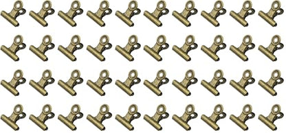 20 Pieces Metal Bulldog Binder Clips, 1.2 Inch Hinge Paper Clips Clamps for Food Bags, Pictures Photos, Art Crafts, Home Office Supplies (Bronze) (Pack of 2) - size: 1.2 Inch (Pack of 2)