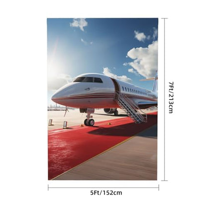 Red Carpet Airplane Backdrop Background for Photography 5x7ft Photobooth Professional Photo Backdrop Curtains Video Photography Studio Photo Backgrounds Banner Booth Background Screen Parties - color: Red Carpet Airplane