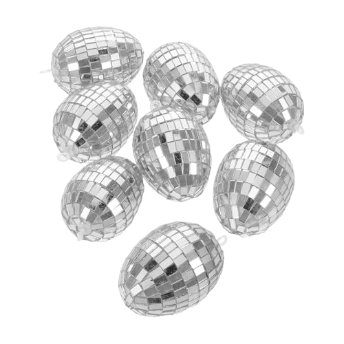 Spring Egg Ornaments 8 Pieces Easter Decoration Set | Colorful Basket Eggs for Table Centerpiece Bookshelf Decor | Great for Home Office Classroom Party Handcraft Projects Photography Seasonal Styling - color: Silver