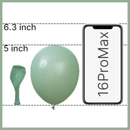 PartyWoo Dusty Green Balloons 50 pcs 5 Inch Small Mini Matte Sage Olive Boho Green Eucalyptus Latex Balloons for Wedding Baby Shower Gender Reveal Birthday Graduation Party Decorations Green-F03 - color: Green-f03, size: 5 inch