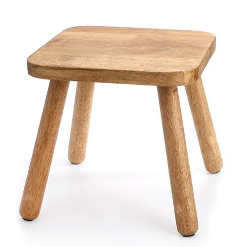 Youeon 12 Inch Square Solid Wooden Step Stool, Non-Slip One Step Stool for Adults, Holds up to 300 Lbs, Portable & Sturdy, Footstool for Bedroom, Bathroom, Kitchen, Easy to Assemble - size: 11.8"D x 11.8"W x 11.4"H