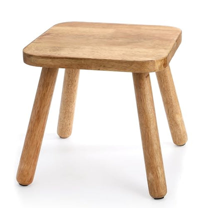 Youeon 12 Inch Square Solid Wooden Step Stool, Non-Slip One Step Stool for Adults, Holds up to 300 Lbs, Portable & Sturdy, Footstool for Bedroom, Bathroom, Kitchen, Easy to Assemble - size: 11.8"D x 11.8"W x 11.4"H