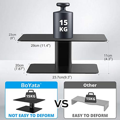 BoYata Monitor Stand, Adjustable Monitor Riser Metal Computer Stand Compatible with TV, PC, Laptop, Computer, iMac, and All Screen Display-Black - color: Black