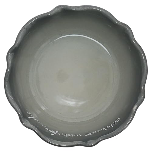 Pavilion Gift Company - Celebrate With Friends - 4.5" Ceramic Bowl With Bamboo Serving Spoon Neutral Ombre Kitchen Serveware Housewarming Gift Hostest Host Bestie BFF Friendship Present