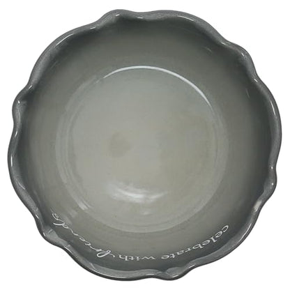 Pavilion Gift Company - Celebrate With Friends - 4.5" Ceramic Bowl With Bamboo Serving Spoon Neutral Ombre Kitchen Serveware Housewarming Gift Hostest Host Bestie BFF Friendship Present