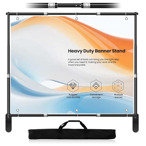 Jiang&Rong 10x10ft Heavy Duty Backdrop Stand Kit - Adjustable Step and Repeat Photo Banner Stand for Photography, Trade Shows, Photo Booths, Events(Black) - color: Black