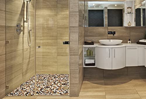 Parrotile Yellowstone Matte Pebbles Mosaic Tile for Shower Floor Bathroom Floor Tiles Non Slip [5 Sheets] - color: Matte Yellowstone