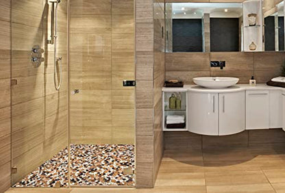 Parrotile Yellowstone Matte Pebbles Mosaic Tile for Shower Floor Bathroom Floor Tiles Non Slip [5 Sheets] - color: Matte Yellowstone