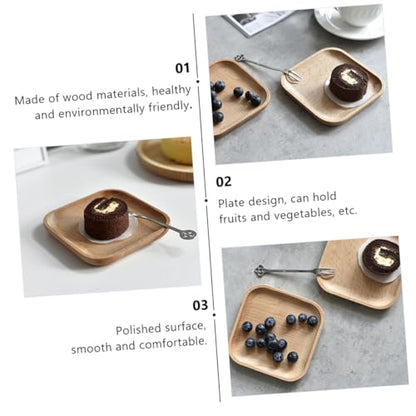 Ciieeo Wooden Serving Plate Mini Appetizer Tray Small Square Dessert Plate for Party Snack Display and Food Photography Prop