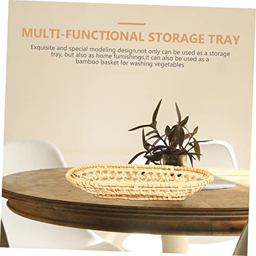 Rattan Woven Tray Decorative Food Serving Plate for Towels Storage Basket for Home Decor Photography Prop Versatile Rattan Decor Basket