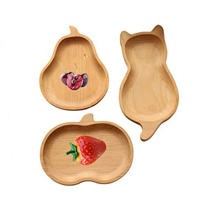 Mikinona Pear Pattern Wooden Plate Japanese Style Dessert Tray for Snacks and Jewelry Made from Natural Wood Photography Prop