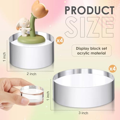Remerry 8 Pcs Acrylic Round Blocks for Display Clear Polished Blocks Display Clear Acrylic Edge Polished Base Exhibition Riser for Table Showing Cosmetics Collectibles (1 x 1 x 1 Inch,3 x 3 x 1 Inch) - size: 1 x 1 x 1 Inch,3 x 3 x 1 Inch