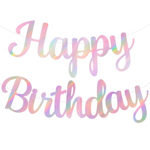 BEISHIDA Double-Sided Rainbow Pink Happy Birthday Banner - NO DIY,10Feet,Pre-Strung Birthday Party Decorations Birthday Backdrop Sign Garland Happy Birthday Decorations for Women - color: color pink