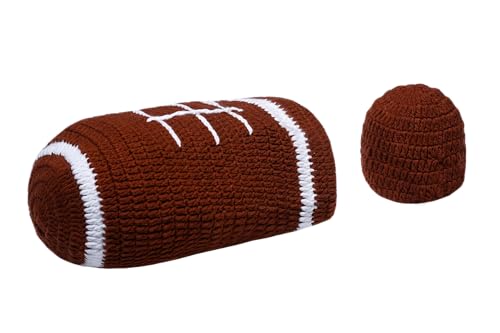 Matissa Newborn Baby Girl/Boy Crochet Knit Costume Photography Prop Hats Outfits - color: Rugby Ball