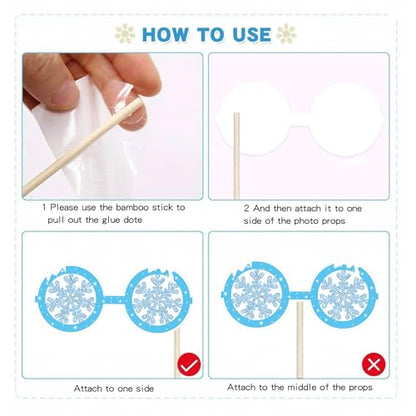 Winter Photo Booth Props 40 Pcs Snowflake Photo Booth Props Kit Large Photography Party Decor Holiday Winter Wonderland Party Decorations for Winter Holiday Christmas Party Supplies