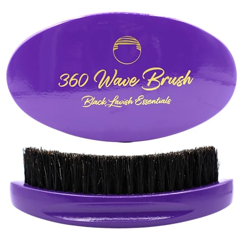 360 Wave Brush, Build Deeper Waves, Soft & Hard Boar Bristle Curved Brushes BLACK LAVISH ESSENTIALS Hard Bristle (Medium-Hard Brush, Purple) - color: Purple, size: Medium-Hard
