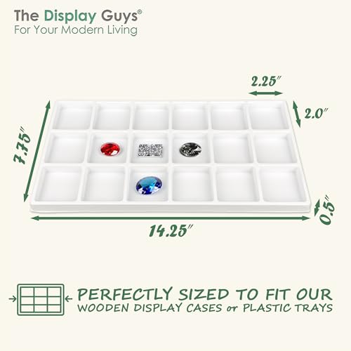 TheDisplayGuys For Your Modern Living 2-Pack 18-Compartments Flocked Velvet Jewelry Display Inserts - Tray/Case Liners - Ring Earrings Storage, (White) by The Display Guys - color: White, size: Compartments - 18
